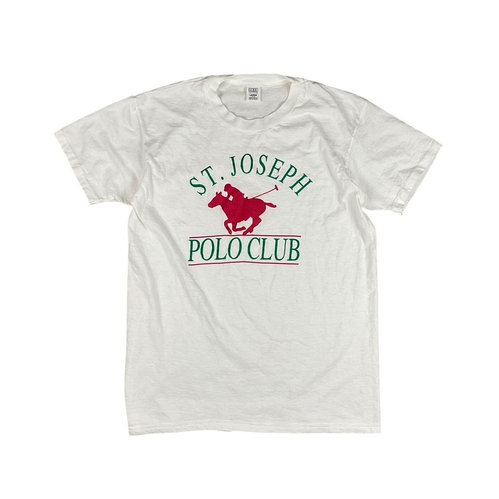 Vtg Bill Blass‎ St Joseph Polo Club T-Shirt Men's Large White 80s USA